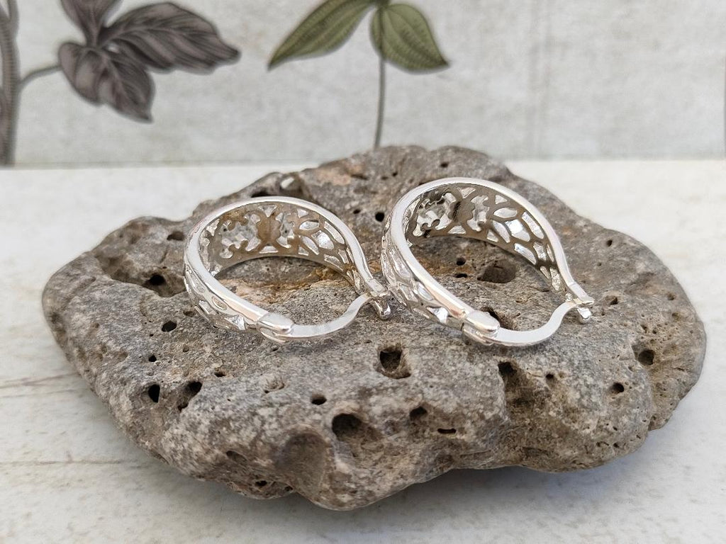 Stainless Steel Silver colour cut out Hoops, 925 Chunky Hoops, Earrings for women, Minimalistic simple Hoops