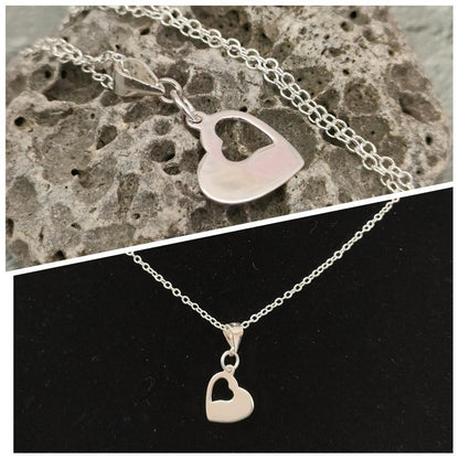 Silver 925 Double Heart Necklace, Gift for Mothers Day, Minimalistic Heart Pendant for her, Heart 925 Necklace