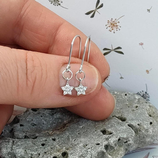 Sterling Silver 925 Star Hooks, Shepard Hook Star Earrings, Boho Earrings, Gift for mum, Minimalistic Silver Jewellery