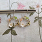 Cute Baby enamel Bee and Light Gold Floral earring with Rhinestones, Bee earrings (Silver 925 Hook)