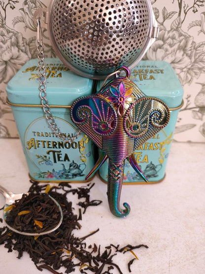 Ball Mesh Tea Infuser with Elephant Charm, loose Tea Infuser, Mesh Tea Strainer, herb infuser, Animal Themed Tea Gifts