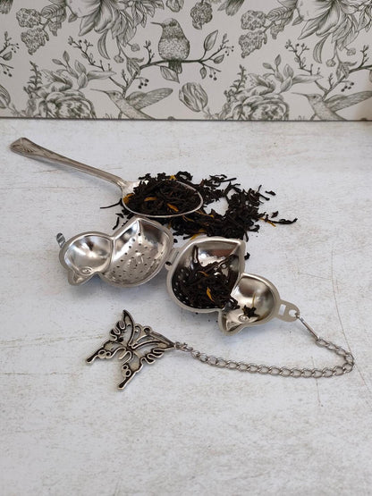 Duck Shaped Tea Infuser with Butterfly Charm, loose Tea Infuser, Mesh Tea Strainer, herb infuser, Animal Themed Tea Gifts