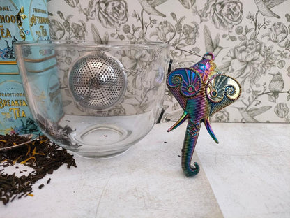 Ball Mesh Tea Infuser with Elephant Charm, loose Tea Infuser, Mesh Tea Strainer, herb infuser, Animal Themed Tea Gifts