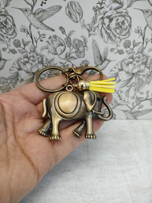 Solid Large Elephant Antique Bronze Tibetan Style keyring, Animal themed Key Chains, Gift for Elephant Lovers, Bag Accessories and Gfits