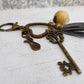 Cat and Tassel Antique Bronze Tibetan Style keyring, Cat themed Key Chains, Gift for Animal Lovers, Bag Accessories and Gfits