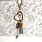 Cat and Tassel Antique Bronze Tibetan Style keyring, Cat themed Key Chains, Gift for Animal Lovers, Bag Accessories and Gfits