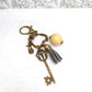 Cat and Tassel Antique Bronze Tibetan Style keyring, Cat themed Key Chains, Gift for Animal Lovers, Bag Accessories and Gfits