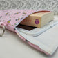 Adjustable Book Sleeve, Handmade Padded Protective Book Cosy, Pink Bee Print Fabric Tablet Pouch, Holiday Book Essentials, Cute Bee Gifts