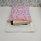 Adjustable Book Sleeve, Handmade Padded Protective Book Cosy, Pink Bee Print Fabric Tablet Pouch, Holiday Book Essentials, Cute Bee Gifts