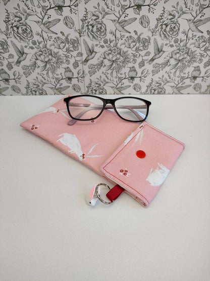 Rabbit Themed Soft Glasses Case, Holiday Accessories Essentials, Sun Glasses Padded Sleeve, Pink Spectacles Case, Reading Case with Rabbit