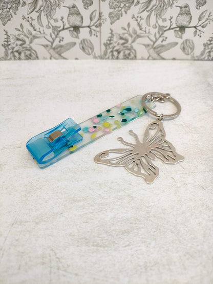 Contactless Card Extractor, Long Nail Card Extractor Keychain with Butterfly Charm, Card Puller for Girls, Card Grabber Keychain
