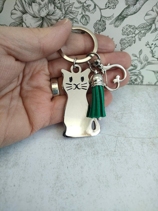 Cute Cat keychain, keyrings for animal lovers, Kitten Lover Gifts, Gifs for Mum, Pet Charms, Cute  Cat Bag Accessories.