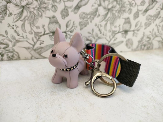 Light Pink French Bulldog Keychains, Dog lover Gifts, Cute Baby Pink Dog Bag Accessories, Gift for Dog Lovers