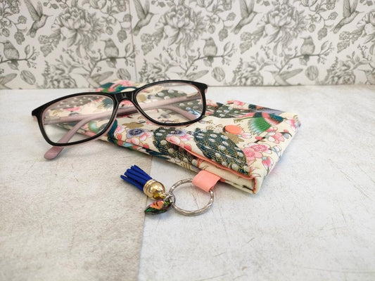 Peacock Themed Soft Glasses Case, Holiday Accessories Essentials, Sun Glasses Padded Sleeve, Spectacles Case, Reading Case with Birds