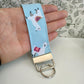 Llama Themed Key Fob, Light Blue keyrings, Car key Accesorie, Handy Key Organiser, Alpaca Fabric Keyring, Gift for Mum, Small Wristlet