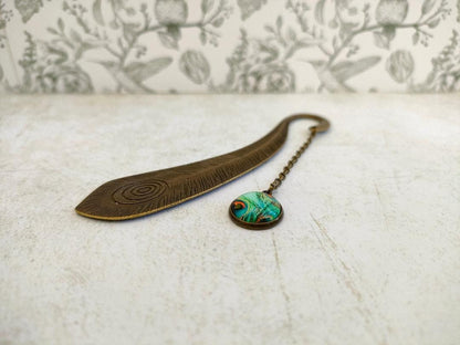 Peacock Feather Antique Bronze Tibetan Style Alloy Bookmarks, Bird themed Bookmarker, Gift for Book Lovers, Reading Accessories and Gfits