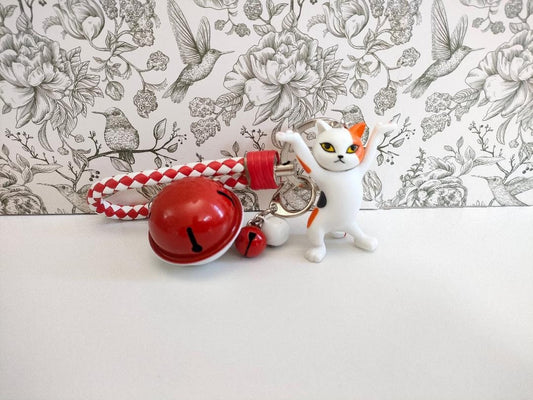 Cute Cat keychain with Bells for Bags, keyrings for animal lovers, Kitten Lover Gifts, Gifs for Mum, Cute Cat Bag or Purse Accessory.