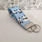 Panda Themed Key Fob, Pale Blue Panda Lanyards, Car key Accesorie, Handy Key Organiser, Chicken Fabric Keyring, Gift for Mum, Small Wristlet