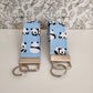 Panda Themed Key Fob, Pale Blue Panda Lanyards, Car key Accesorie, Handy Key Organiser, Chicken Fabric Keyring, Gift for Mum, Small Wristlet