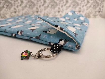 Sheep Print Adjustable Book Sleeve, Handmade Padded Protective Book Cosy, Farmyard Themed Animal Print Tablet Pouch, Holiday Book Essentials