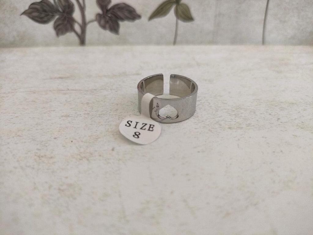 Chunky Hollow Heart Adjustable Ring, 304 Stainless Steel Jewellery, Hypoallergenic rings for women