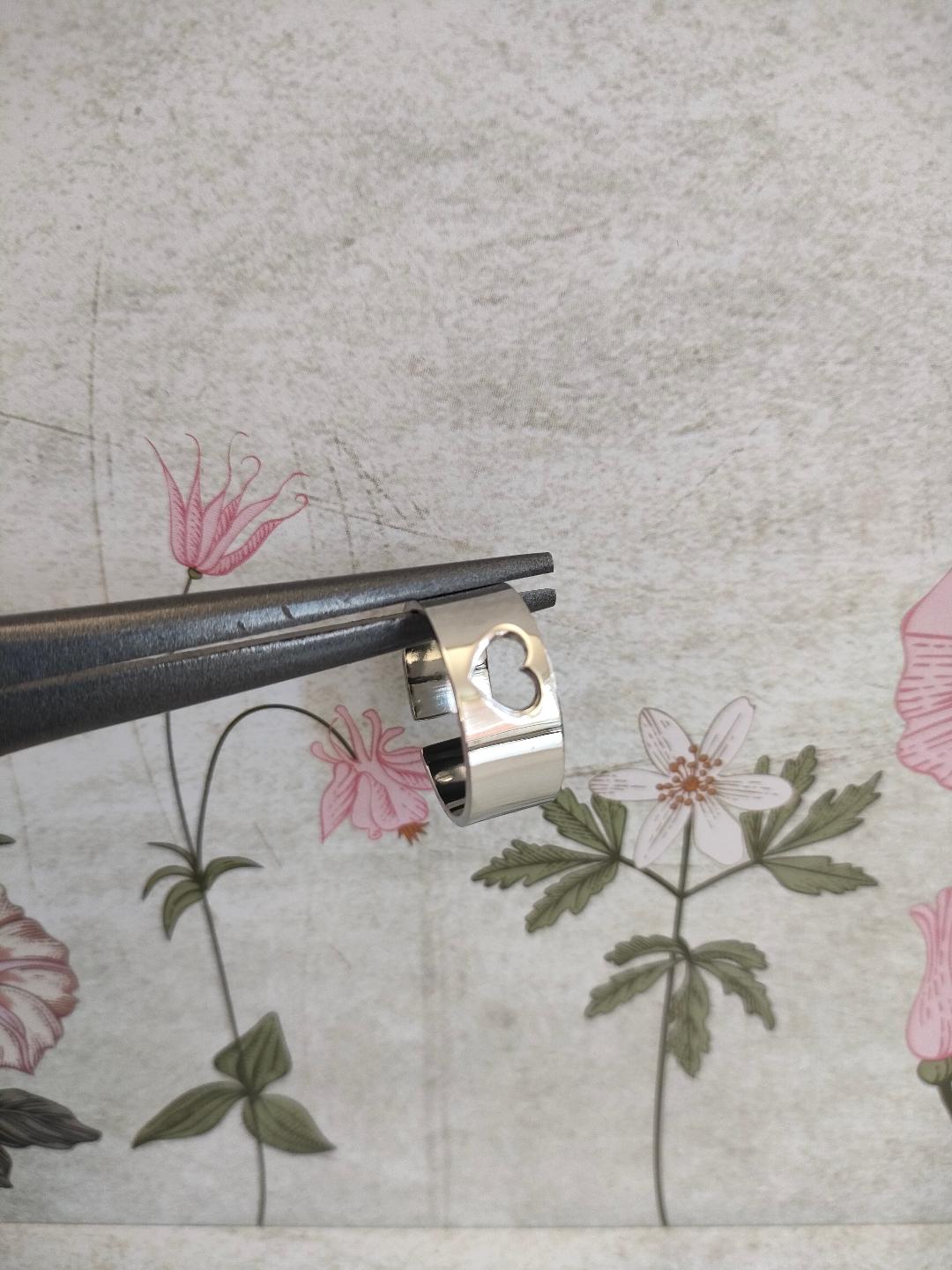 Chunky Hollow Heart Adjustable Ring, 304 Stainless Steel Jewellery, Hypoallergenic rings for women