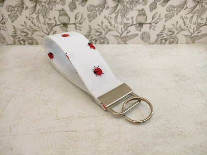 Ladybird Key Fob, Car key Accesorie, Bug Lover Gifts, Handy Key Organiser, Insect Print Fabric Keyring, Gift for Mum, Small Handmade Key Fob