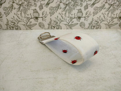 Ladybird Key Fob, Car key Accesorie, Bug Lover Gifts, Handy Key Organiser, Insect Print Fabric Keyring, Gift for Mum, Small Handmade Key Fob