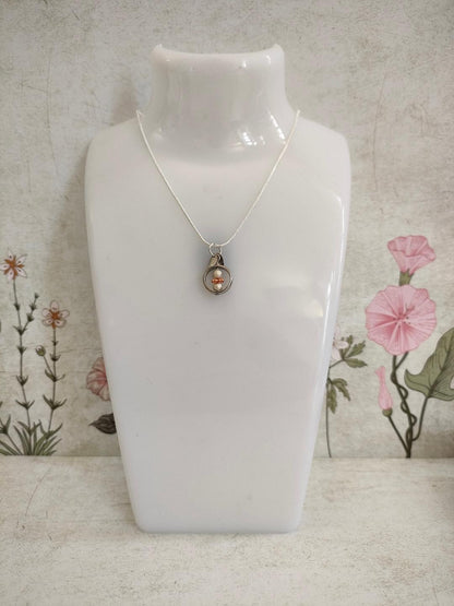 Fidget Necklaces, Silver Textured Ball and Rose Gold Bead. Fidget Jewellery with Stainless Steel Leaf's, Worry Jewellery.