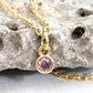 Amethyst CZ Necklace, Tiny Round CZ Pendant Necklace, Dainty Gold Chain Layered Necklace, Green Gemstone Necklace,