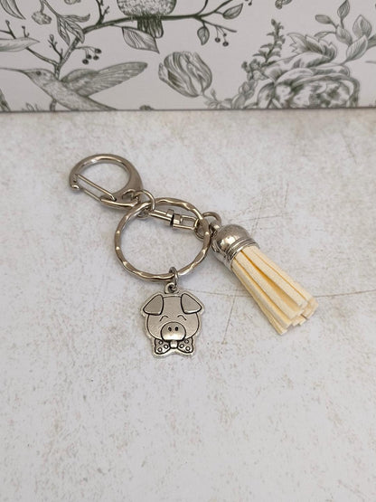 Cute Pig Charm Keyrings, Bag and Purse Keyring Accessories, Gift for Pig lovers, Animal themed Keyrings and Keychains