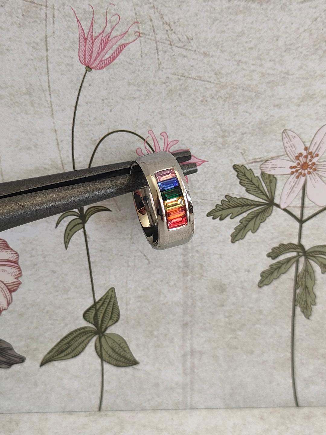 Chunky Rainbow Pride Ring, LGBTQ Jewellery, 304 Stainless Steel Jewellery, Hypoallergenic rings for women