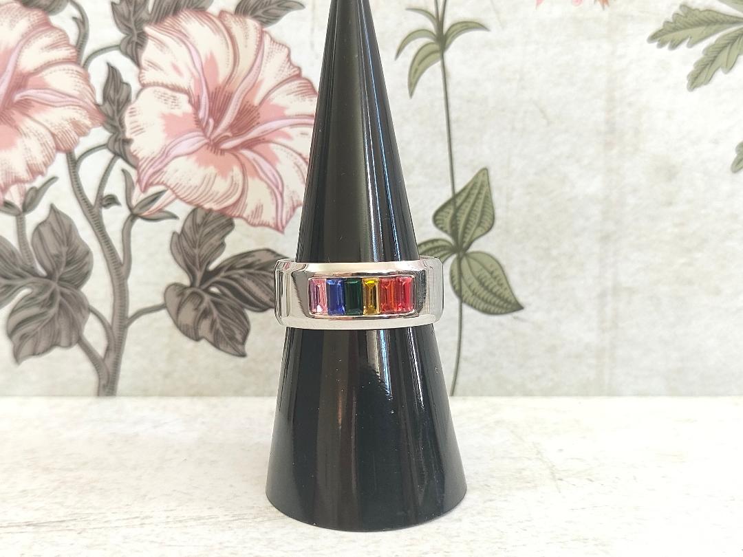 Chunky Rainbow Pride Ring, LGBTQ Jewellery, 304 Stainless Steel Jewellery, Hypoallergenic rings for women