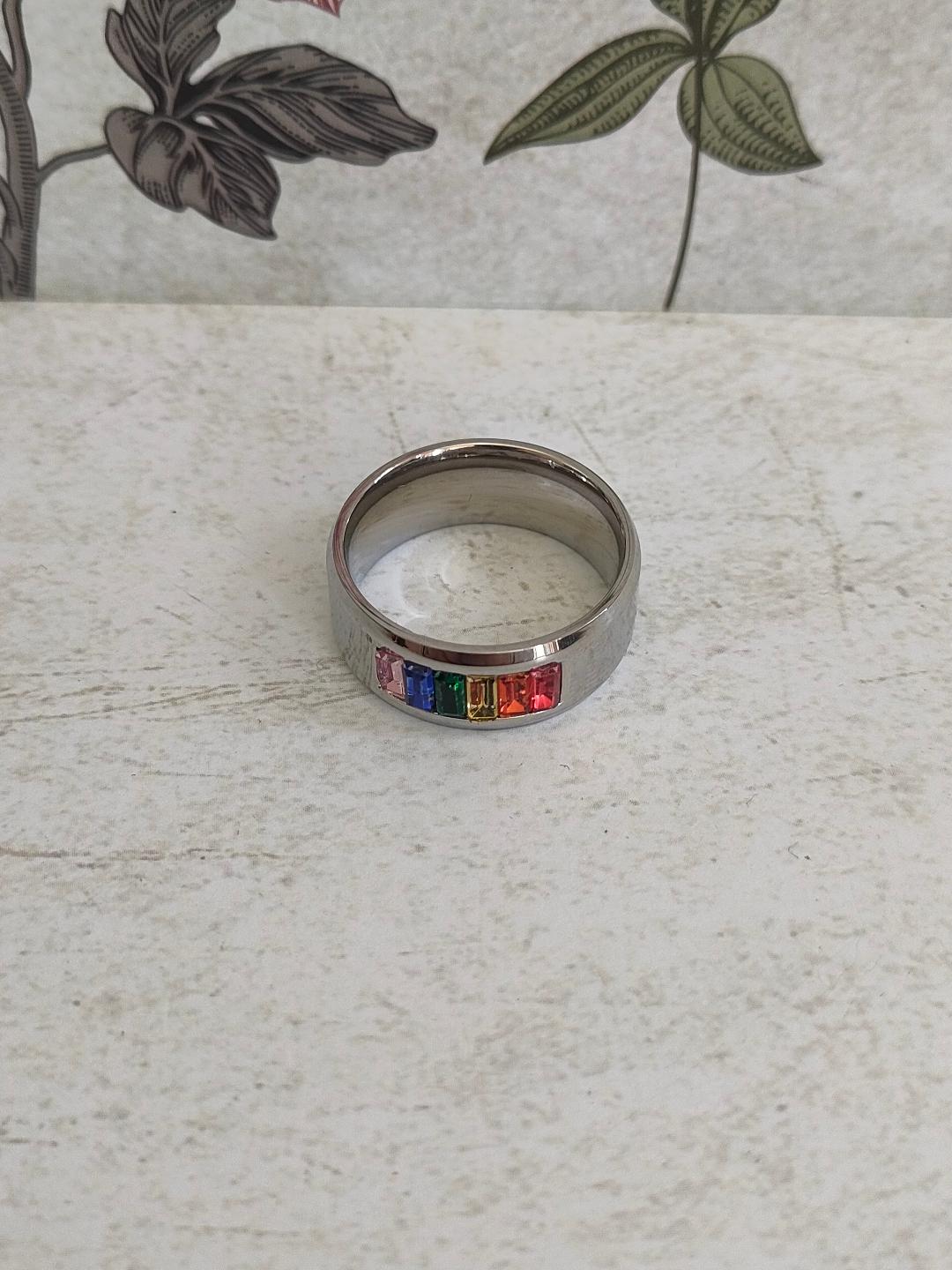 Chunky Rainbow Pride Ring, LGBTQ Jewellery, 304 Stainless Steel Jewellery, Hypoallergenic rings for women