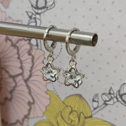 Minimalistic Star Huggie Hoops, Small Star Hoops, Cute little Hoops with Clear Cubic Zirconia