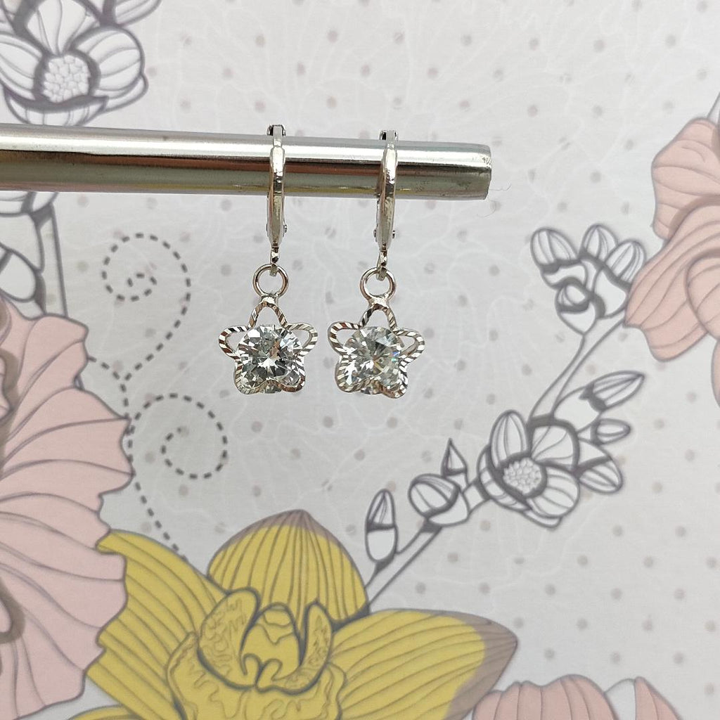 Minimalistic Star Huggie Hoops, Small Star Hoops, Cute little Hoops with Clear Cubic Zirconia