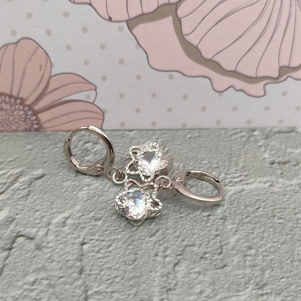 Minimalistic Star Huggie Hoops, Small Star Hoops, Cute little Hoops with Clear Cubic Zirconia