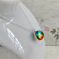 Rainbow Pendant, Wire wrapped Glass Globe Necklace, Glass Silver Pendant, Galaxy Themed Necklaces, Glass Ball Jewellery, Gift for Mum.