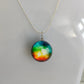 Rainbow Pendant, Wire wrapped Glass Globe Necklace, Glass Silver Pendant, Galaxy Themed Necklaces, Glass Ball Jewellery, Gift for Mum.