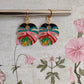 Rainbow Enamel Leaf Huggie Hoop Earrings, Oversized Hoops, Hippy Earrings, Fun Leaf Earrings