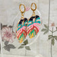 Rainbow Enamel Leaf Huggie Hoop Earrings, Oversized Hoops, Hippy Earrings, Fun Leaf Earrings